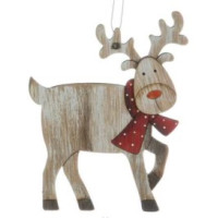Ornement en bois, élan avec une écharpe rouge