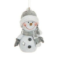 Ornement de style rustique, bonhomme de neige avec toque