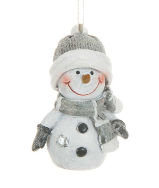Ornement de style rustique, bonhomme de neige avec toque