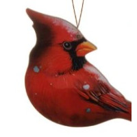 Ornement en bois, cardinal rouge