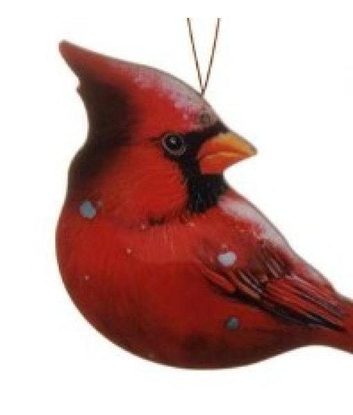 Ornement en bois, cardinal rouge