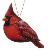 Ornement en bois, cardinal rouge