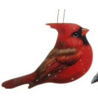 Ornement en bois, cardinal rouge