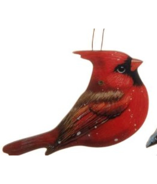 Ornement en bois, cardinal rouge
