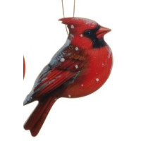 Ornement en bois, cardinal rouge