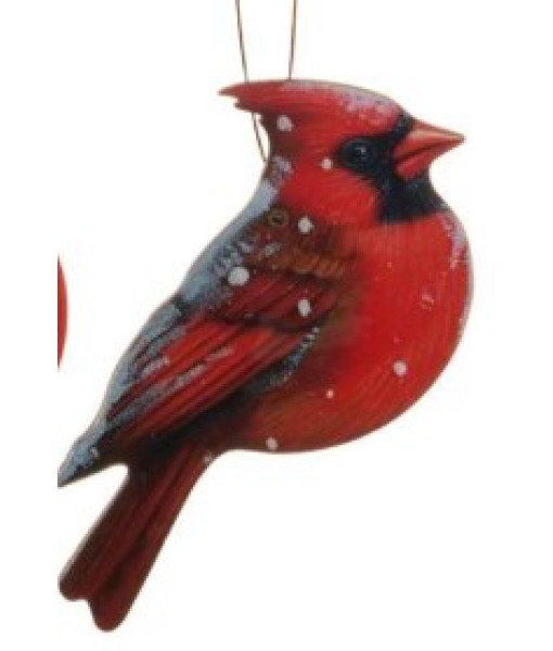 Ornement en bois, cardinal rouge