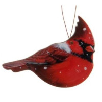 Ornement en bois, cardinal rouge