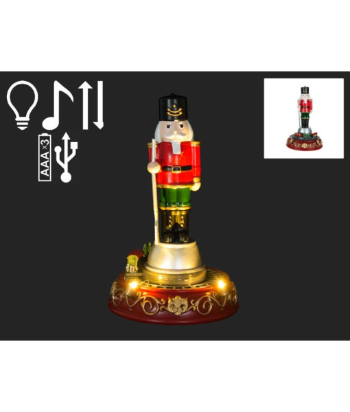 Pièce de table musicale, figurine de casse-noisette rouge avec mouvement