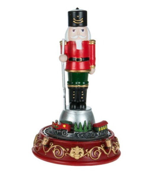 Pièce de table musicale, figurine de casse-noisette rouge avec mouvement