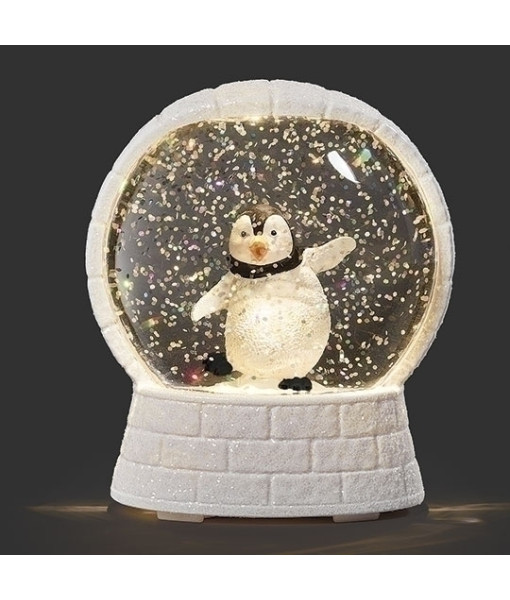 Décoration de table, dôme d'eau avec pingouin