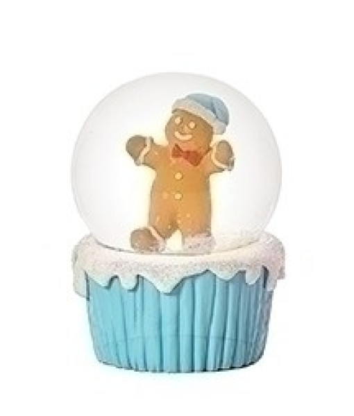 Pièce de table, Dôme d'eau, Bonhomme en pain d'épice sur base de cupcake bleu