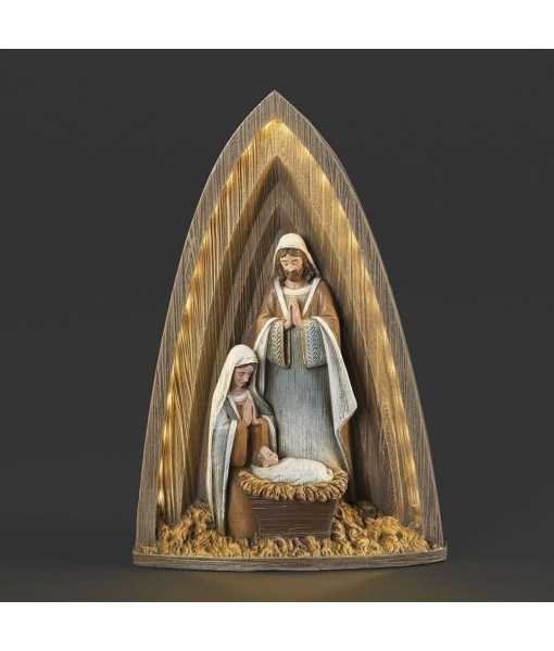 Décoration de table illuminée, Sainte Famille en couches éclairée