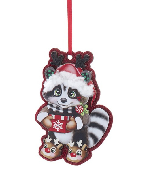 Ornement, mignon raton laveur festif
