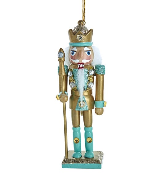 Ornement, Roi Casse-Noisette en aqua/or