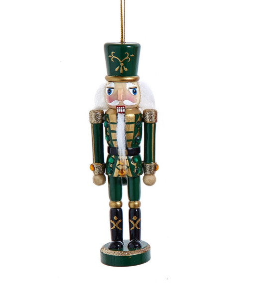 Ornement en bois, soldat casse-noisette vert