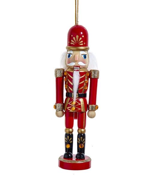 Ornement en bois, soldat casse-noisette rouge