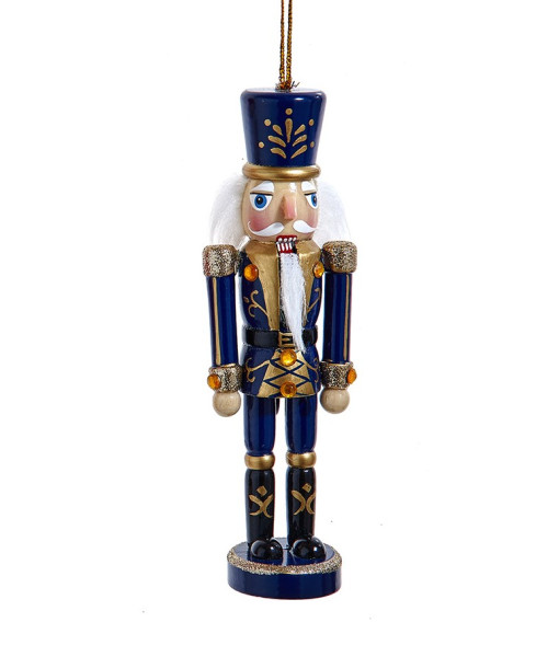 Ornement en bois, soldat casse-noisette bleu