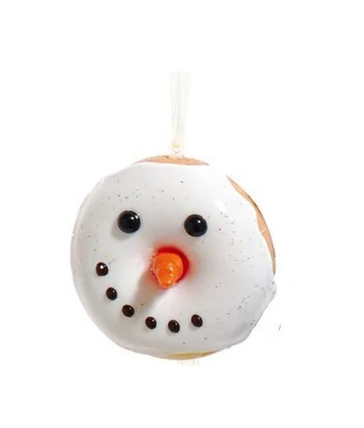 Ornement, beignet de Noël, visage de bonhomme de neige