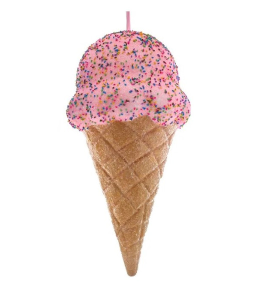 Ornement, cône de glace rose