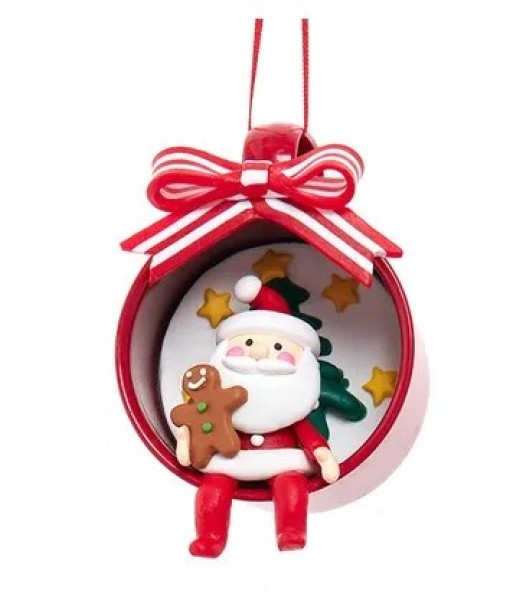 Ornement, un mini Père Noël dans une tasse festive