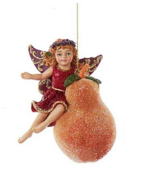 Ornement, Fée du Givre au Sucre avec Poire Givrée.