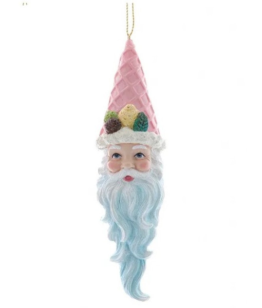 Ornement, tête de Père Noël en glace.