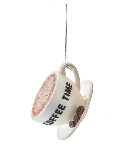 Ornement en verre, tasse blanche de cappuccino