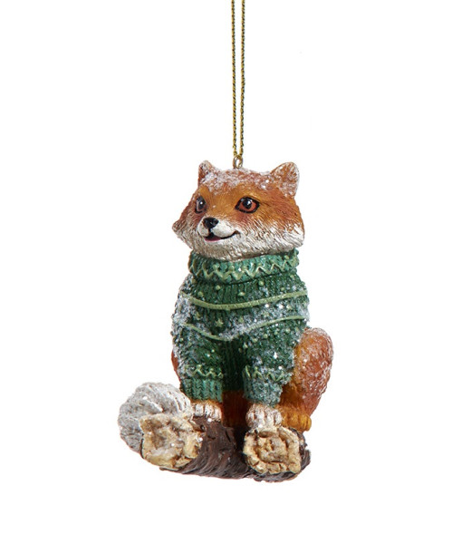 Ornament, Woodland Fox with Winter Green Sweater