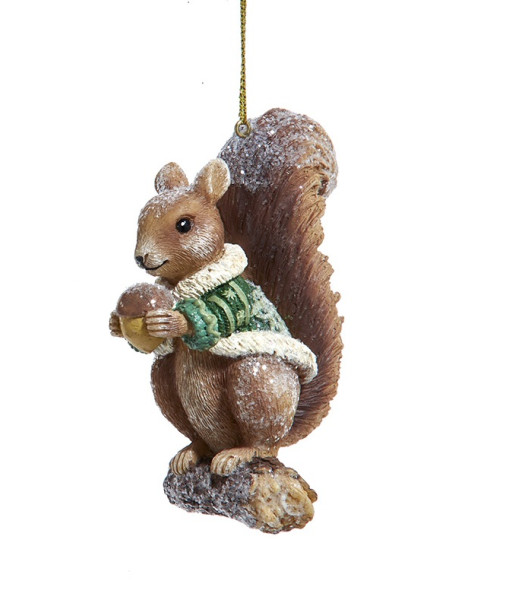 Ornament, Woodland squirrel with green sweater