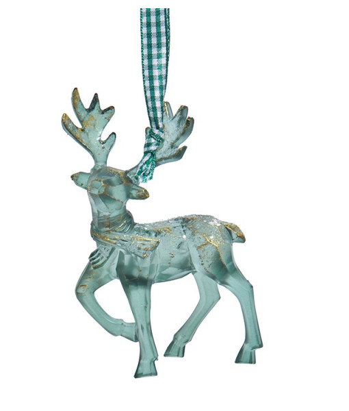 Ornament, green coloured deer