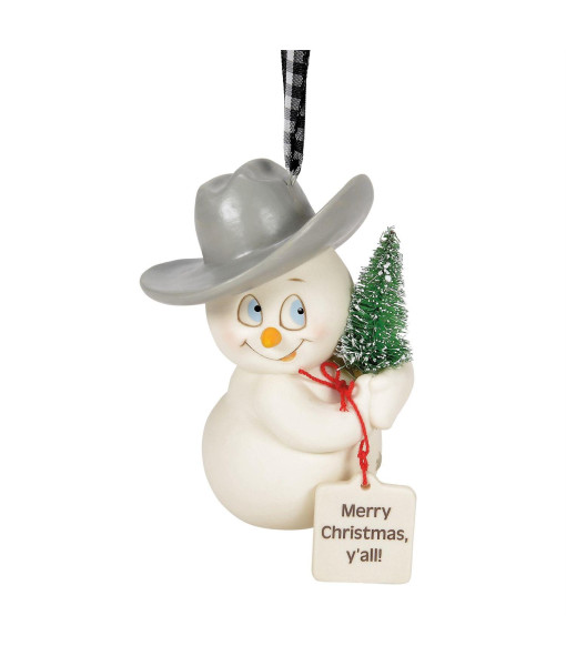 Ornement, Snowpinion, portant un chapeau de cow-boy.