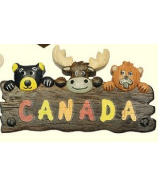 Souvenir, Magnet de Réfrigérateur, Ours, Élan et Castor