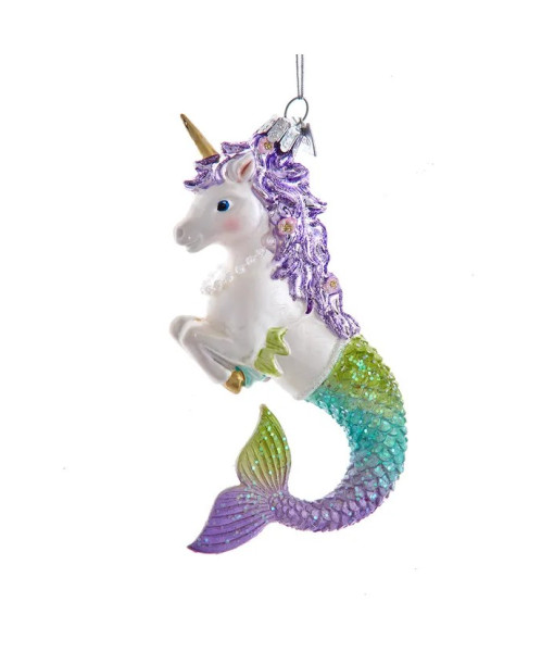 Ornement en verre sirène licorne