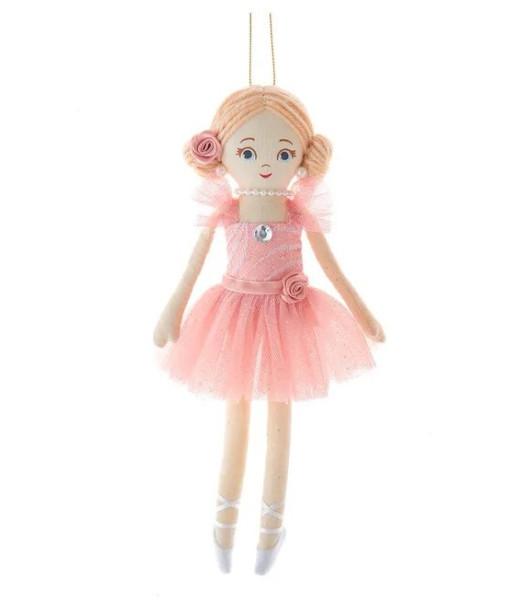 Ornement, poupée ballerine, en tutu en tissu rose
