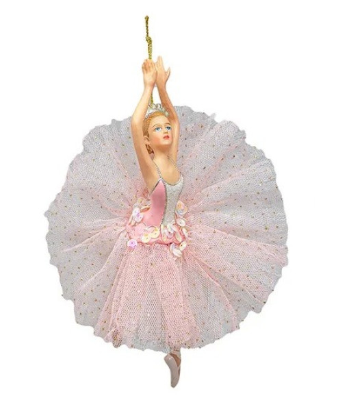 Ornement, ballerine en belle robe rose