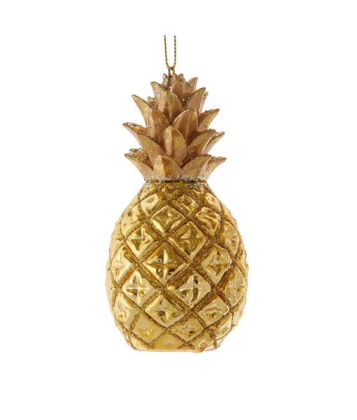 Ornement en verre, ananas doré, mesure 11,4 cm