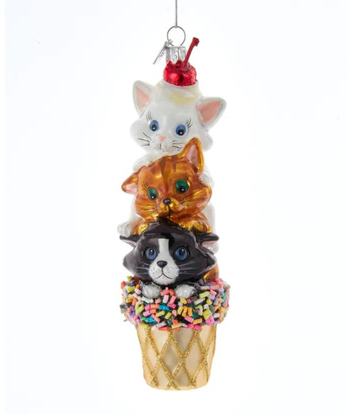 Ornement en verre, chatons en crème glacée