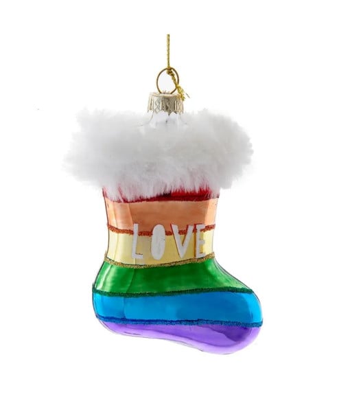 Ornement en verre, bas de Noël arc-en-ciel