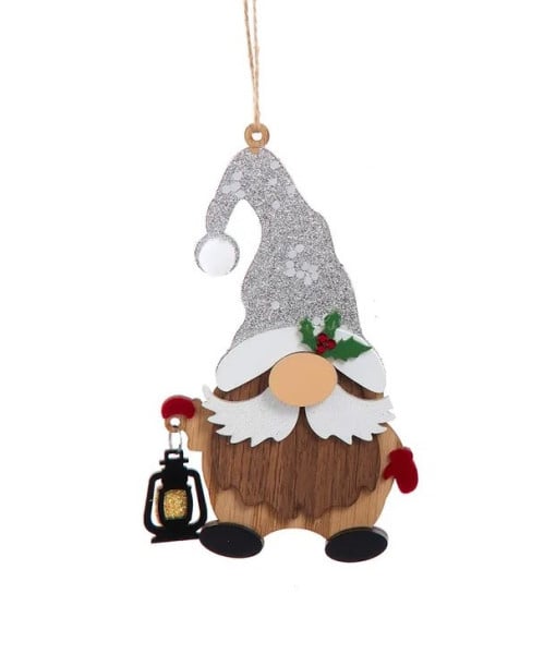 Ornement en bois, Gnome de Noël