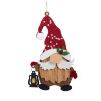 Ornement en bois, Gnome de Noël