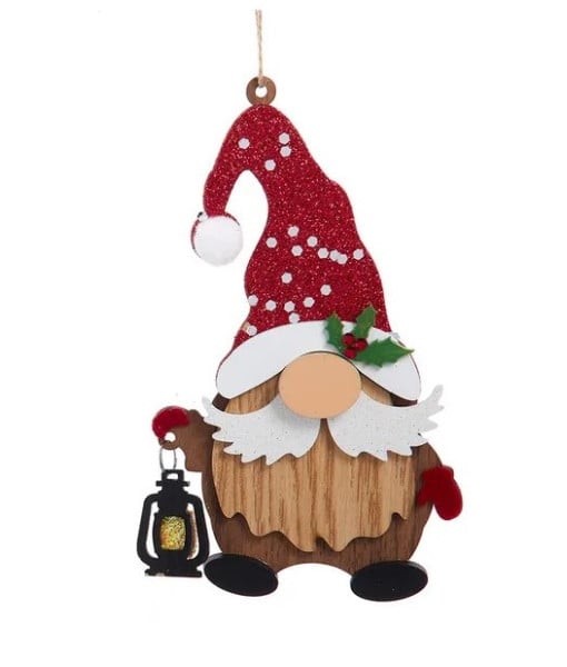 Ornement en bois, Gnome de Noël