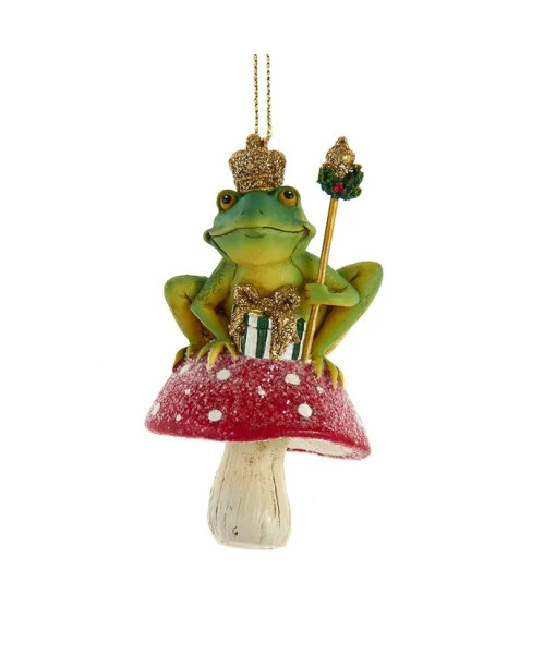 Ornement traditionnel du prince grenouille sur champignon