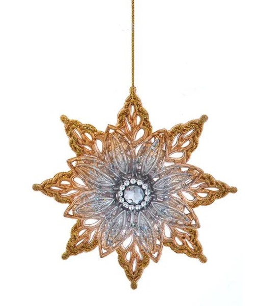 Ornement, Poinsettia Ombré en Or et Argent