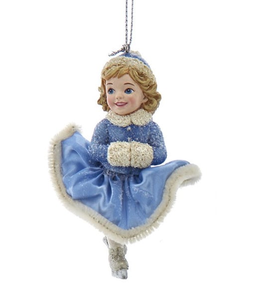 Ornement Fille Patineuse Bleu et Platine