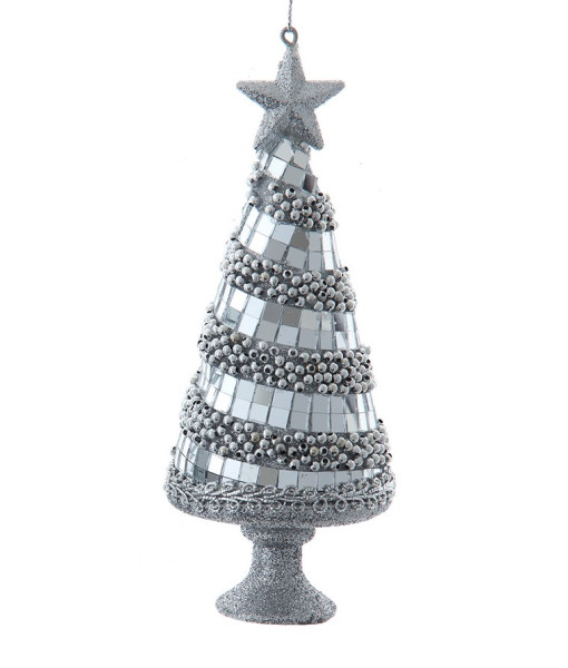 Ornement de sapin de Noël en miroir argenté