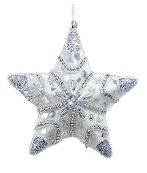 Ornement Étoile Blanche et Argent