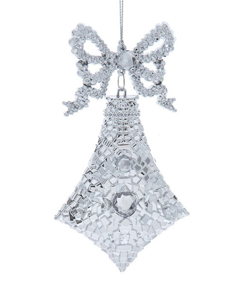 Ornement en forme de diamant argenté