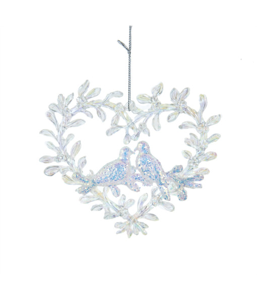 Cœur avec colombe opalescente, ornement