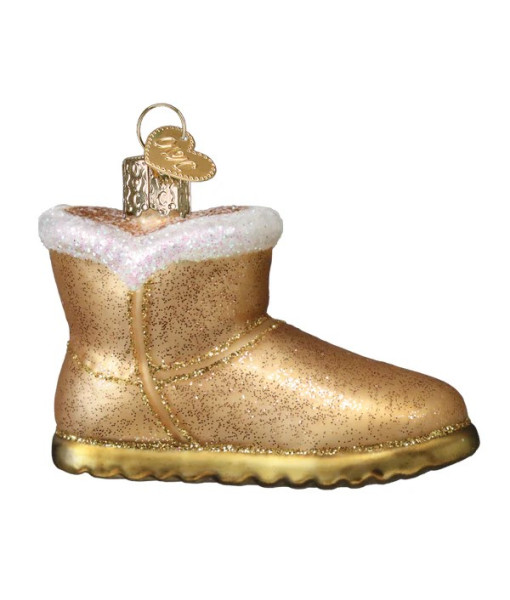 Ornement en verre, botte en peau de mouton/Ugg