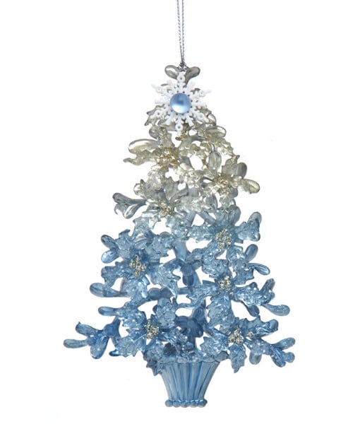 Ornement d'arbre bleu et platine